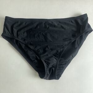 Ellen Tracy Women's Bikini Bottoms Mid Rise Swimsuit Panty Black Size 14
